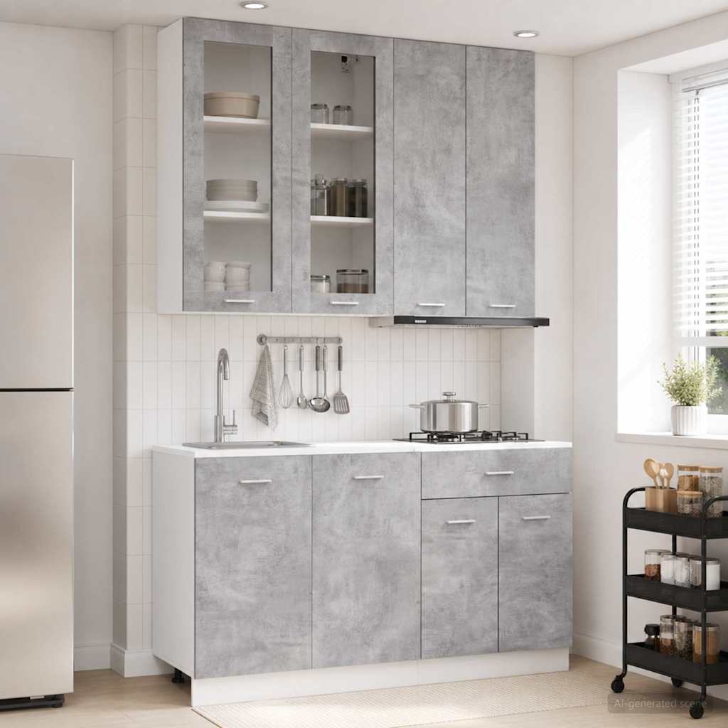 vidaXL Keukenblok LYON 4 pcs Wit Bewerkt hout