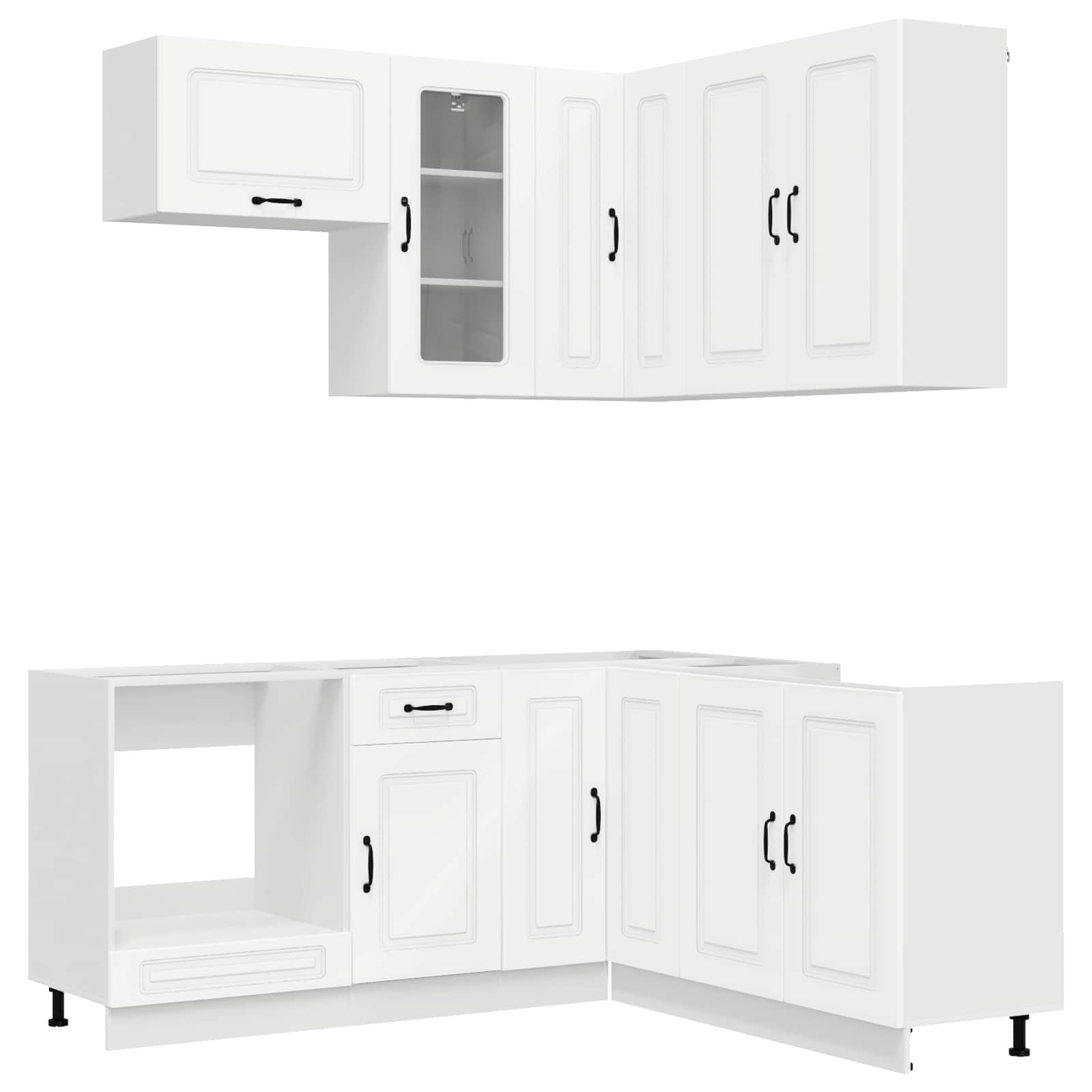 vidaXL Keukenblok KALMAR 8 pcs Wit Bewerkt hout