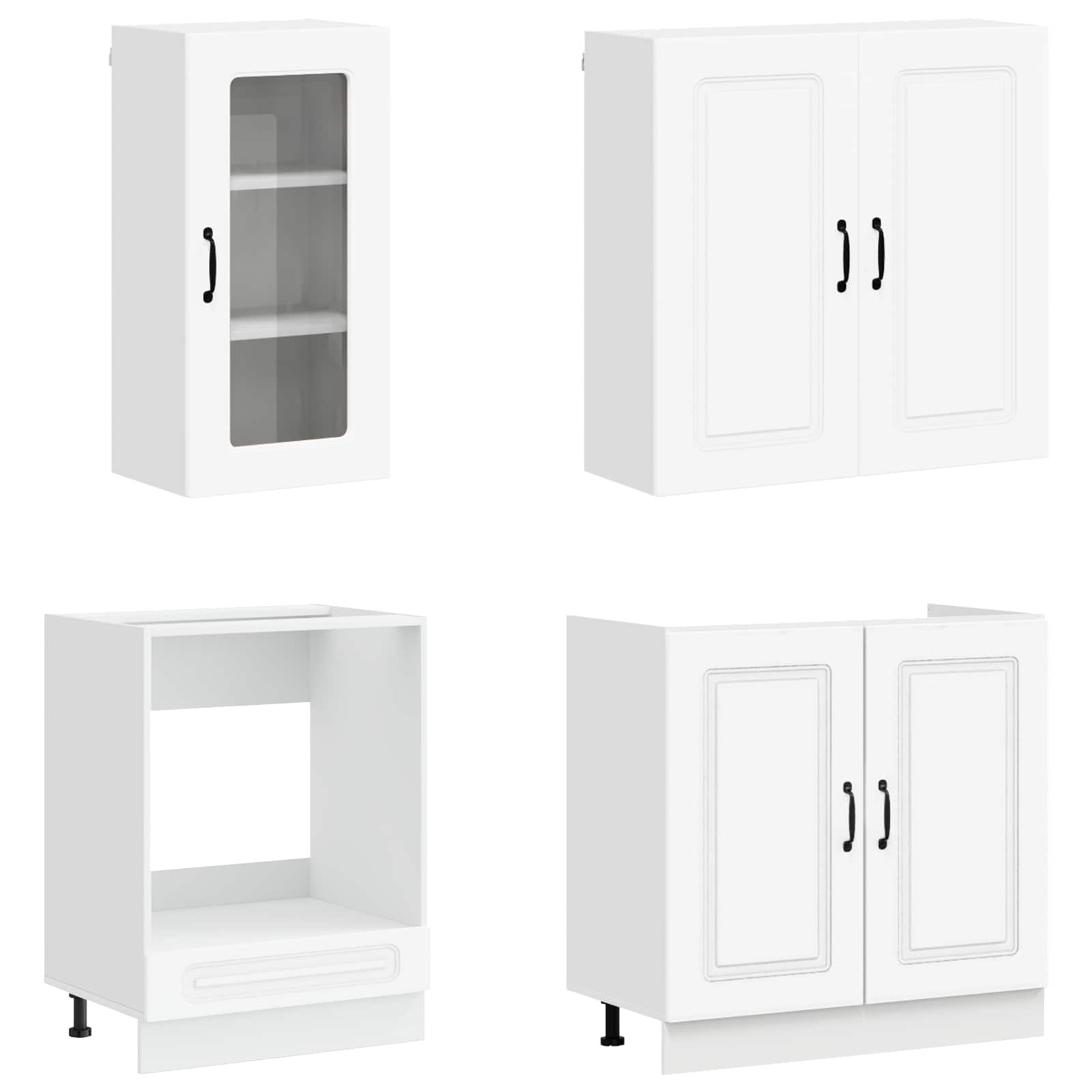 vidaXL Keukenblok KALMAR 8 pcs Wit Bewerkt hout