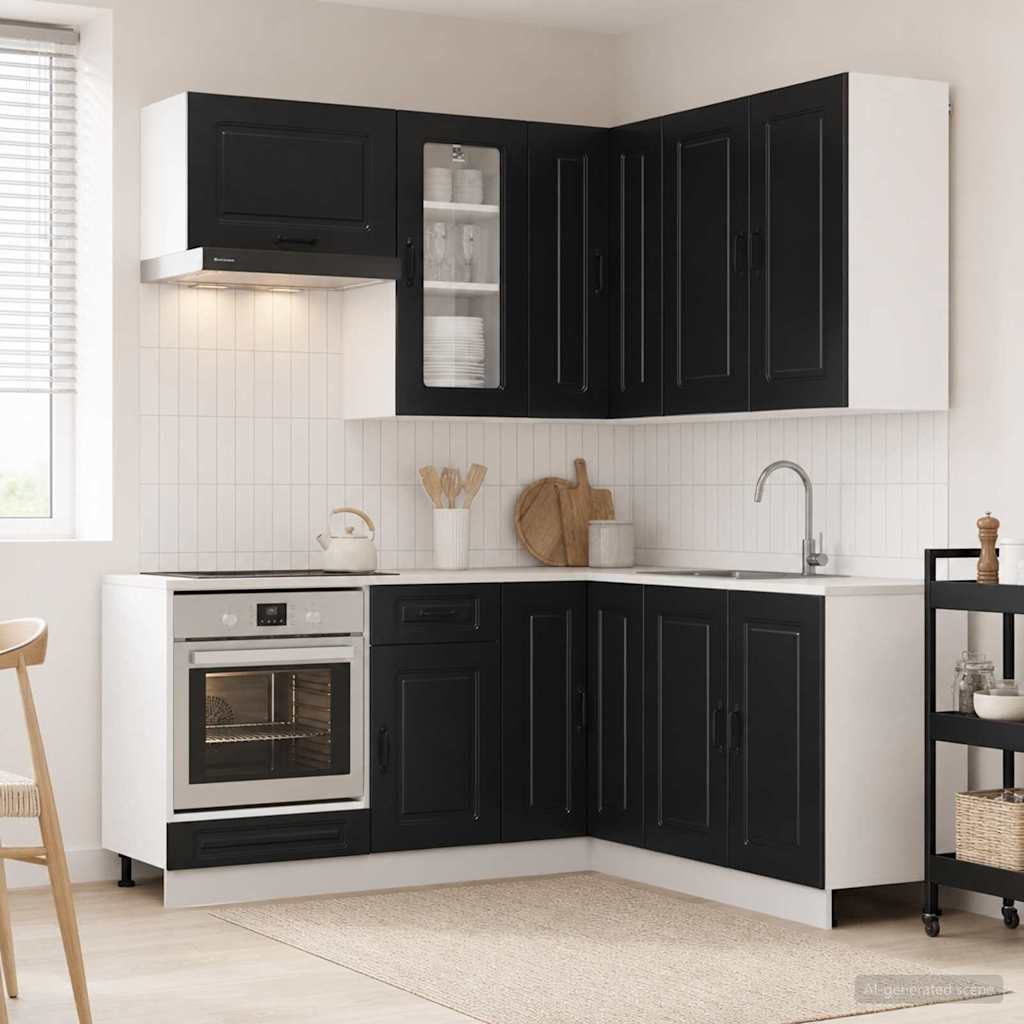 vidaXL Keukenblok KALMAR 8 pcs Wit Bewerkt hout