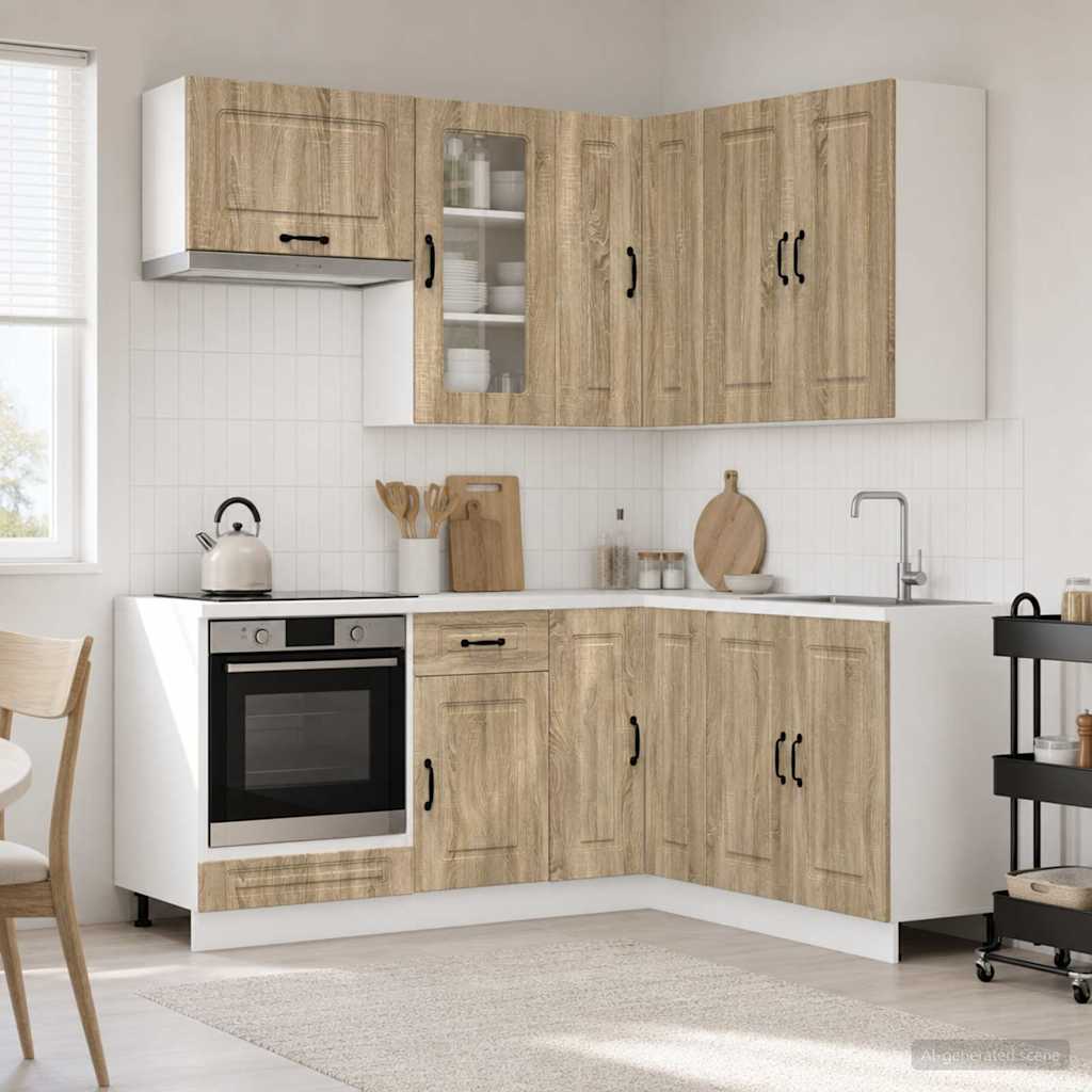 vidaXL Keukenblok KALMAR 8 pcs Wit Bewerkt hout