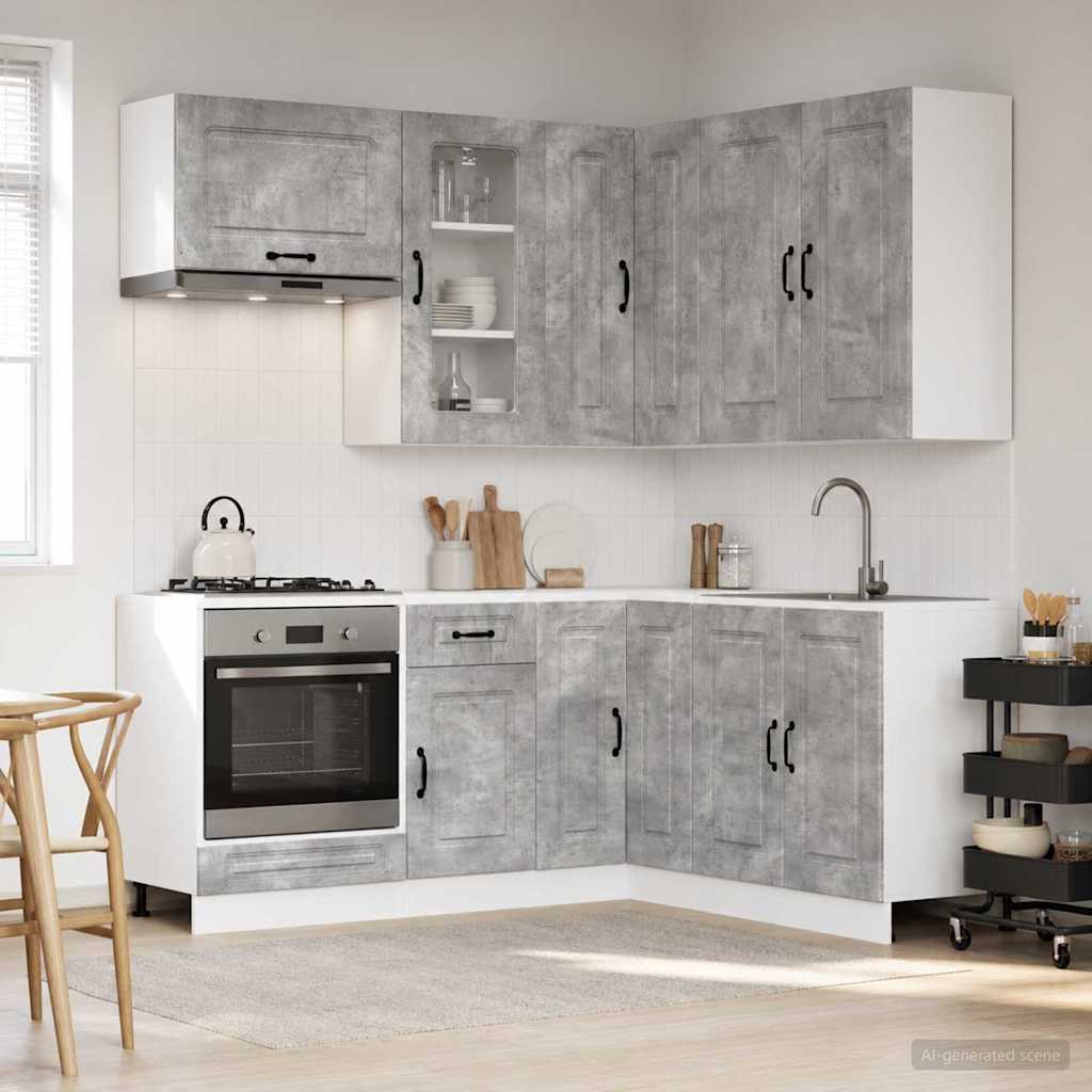 vidaXL Keukenblok KALMAR 8 pcs Wit Bewerkt hout