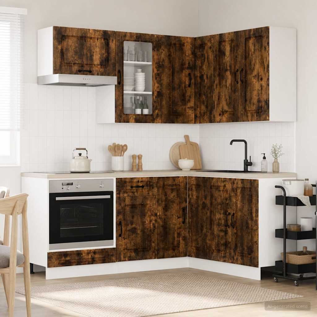 vidaXL Keukenblok KALMAR 8 pcs Wit Bewerkt hout