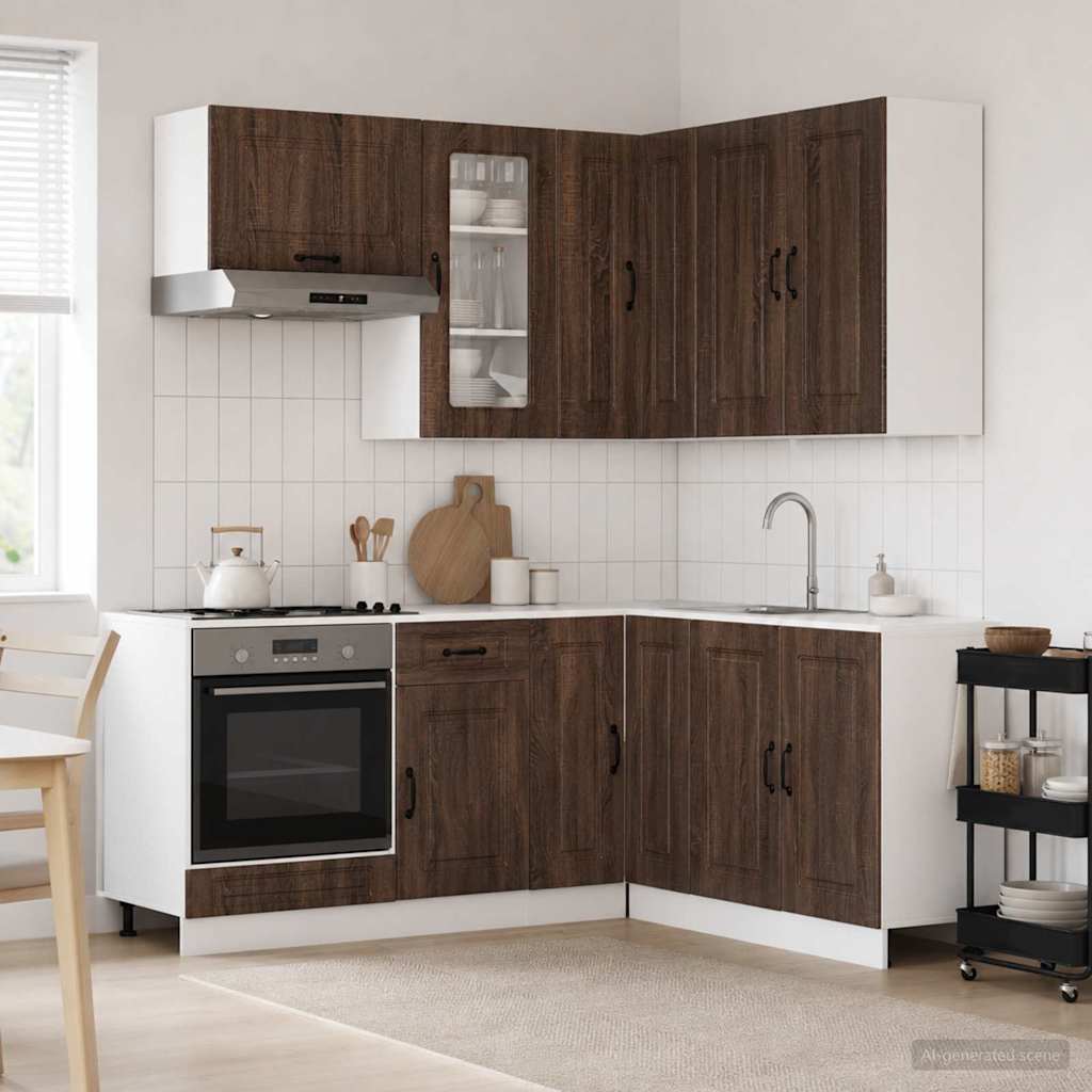 vidaXL Keukenblok KALMAR 8 pcs Wit Bewerkt hout