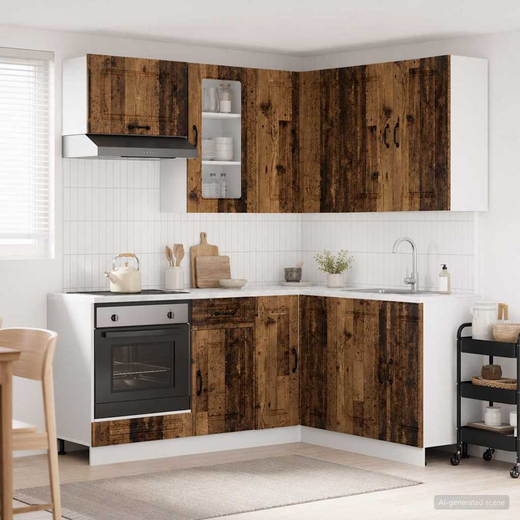 vidaXL Keukenblok KALMAR 8 pcs Wit Bewerkt hout