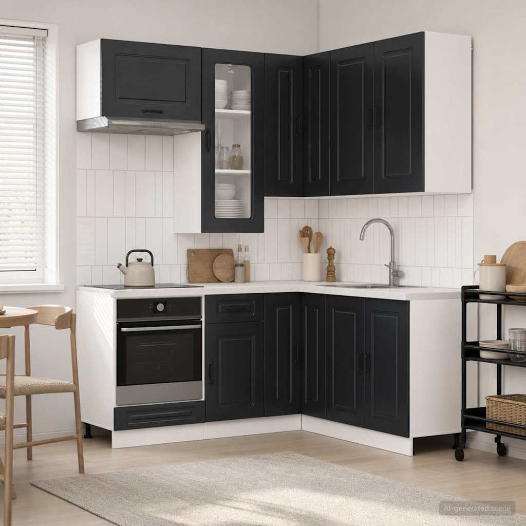 vidaXL Keukenblok KALMAR 8 pcs Wit Bewerkt hout