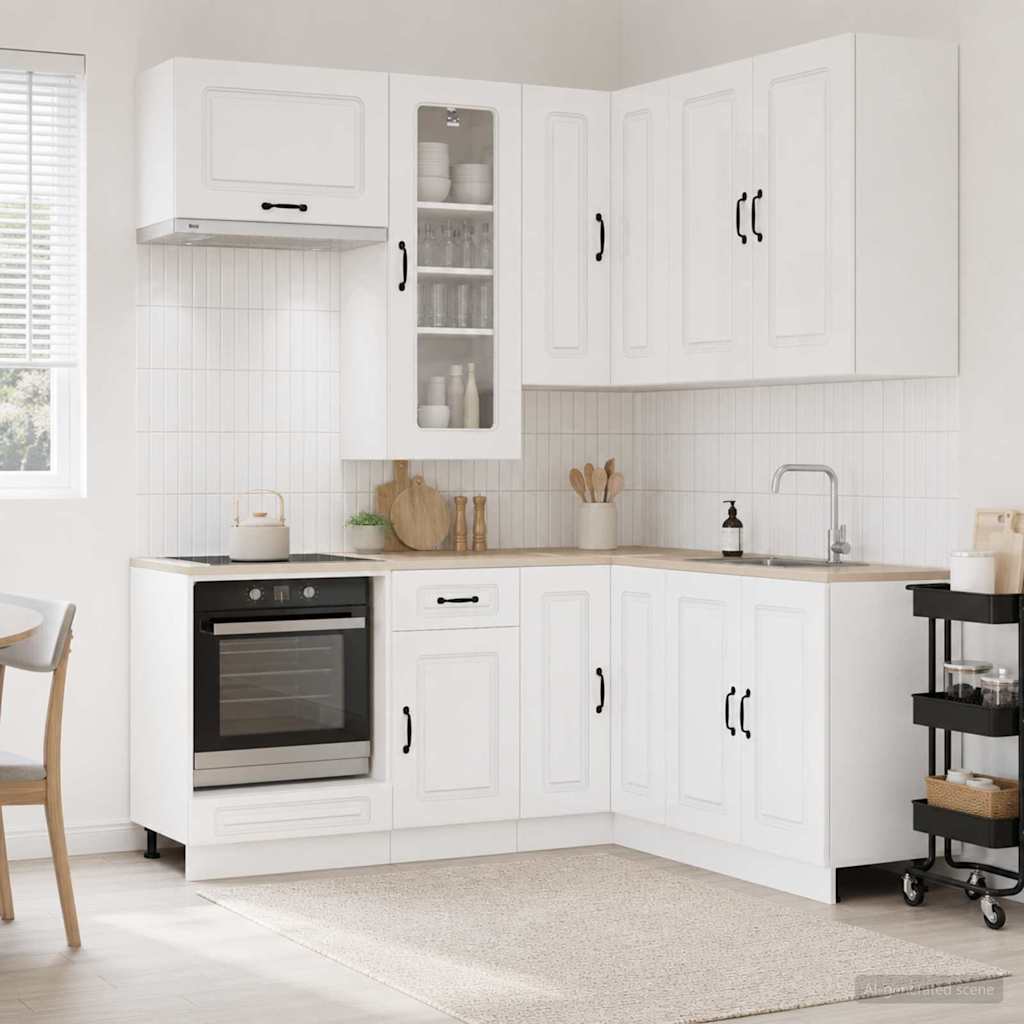 vidaXL Keukenblok KALMAR 8 pcs Wit Bewerkt hout