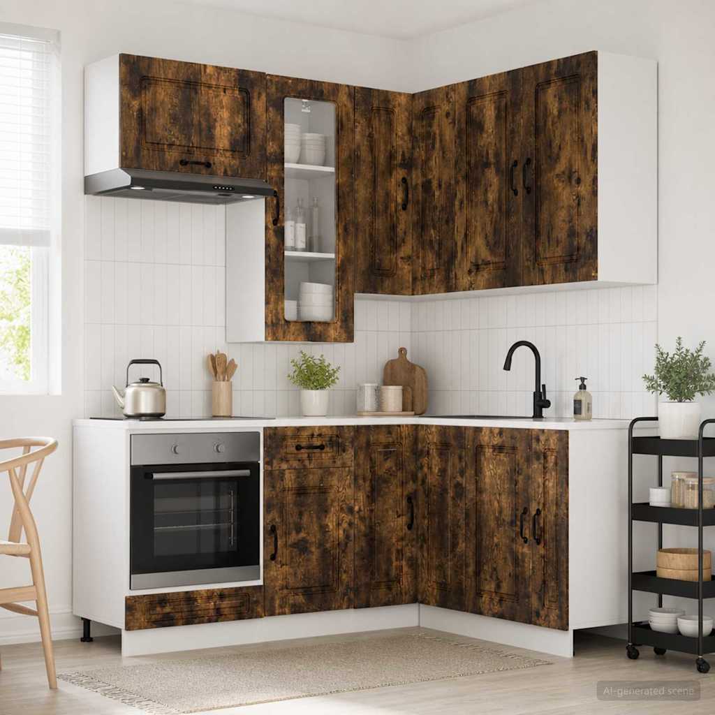 vidaXL Keukenblok KALMAR 8 pcs Wit Bewerkt hout