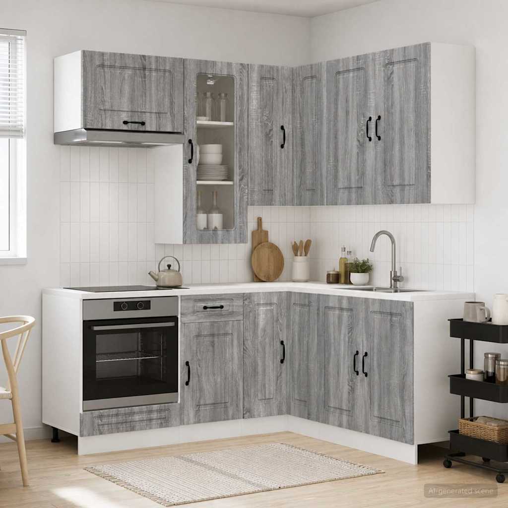 vidaXL Keukenblok KALMAR 8 pcs Wit Bewerkt hout