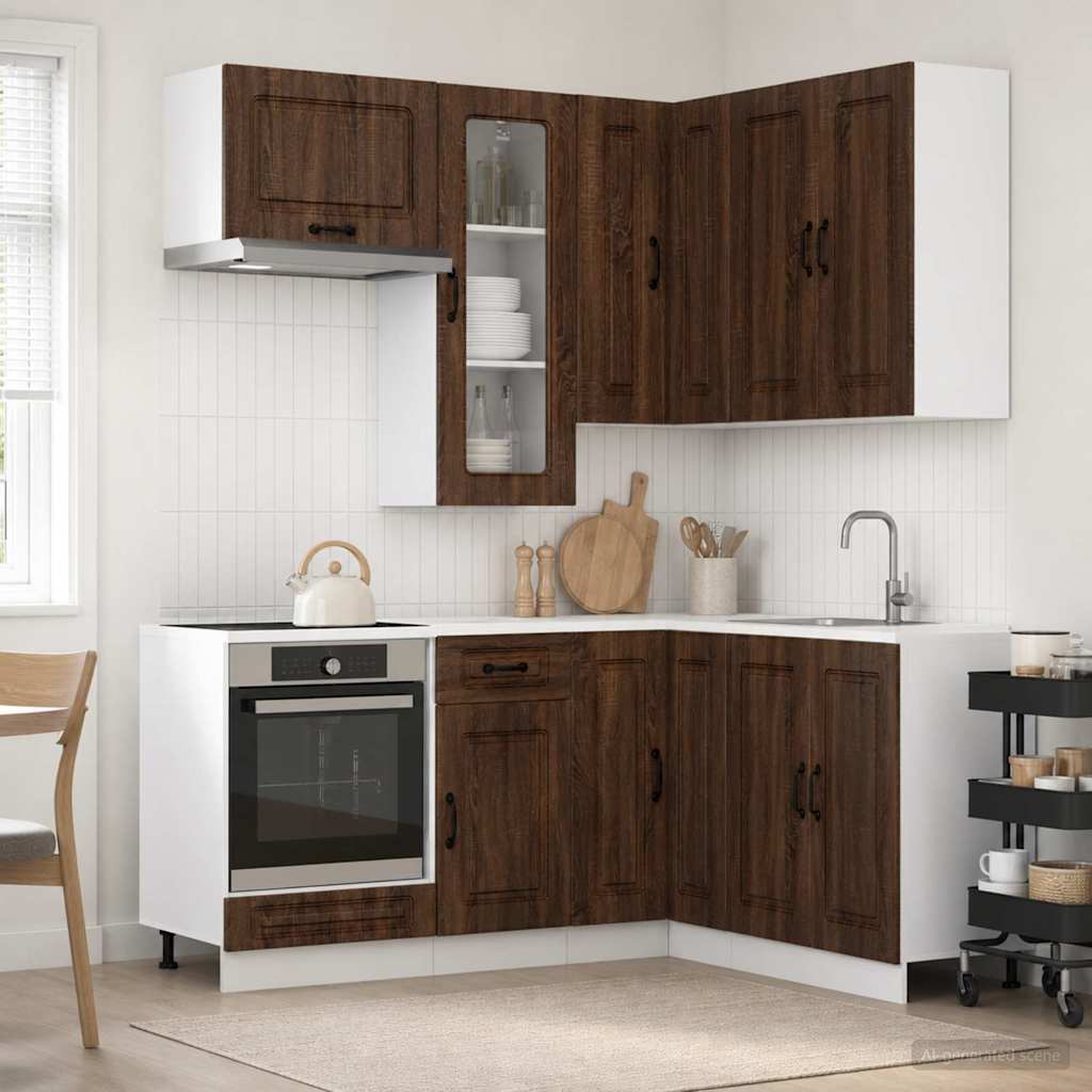 vidaXL Keukenblok KALMAR 8 pcs Wit Bewerkt hout