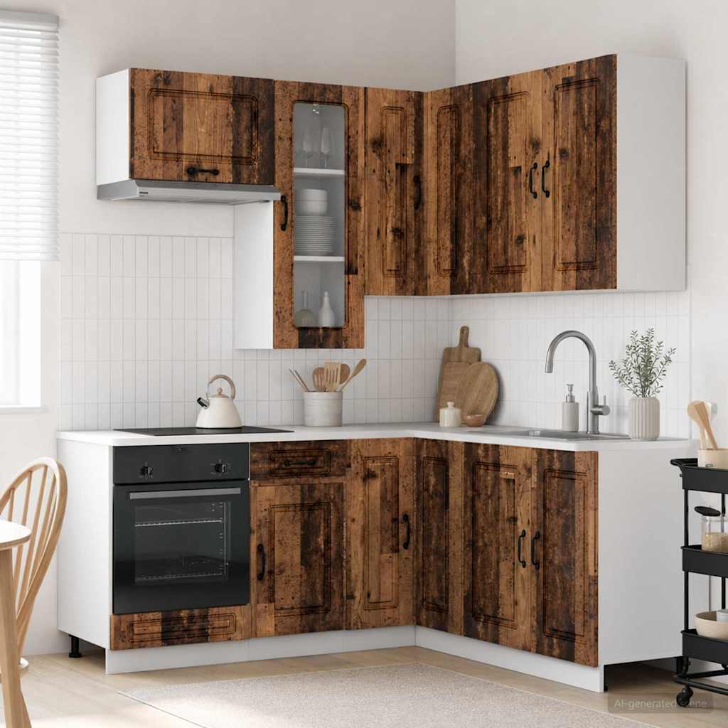 vidaXL Keukenblok KALMAR 8 pcs Wit Bewerkt hout
