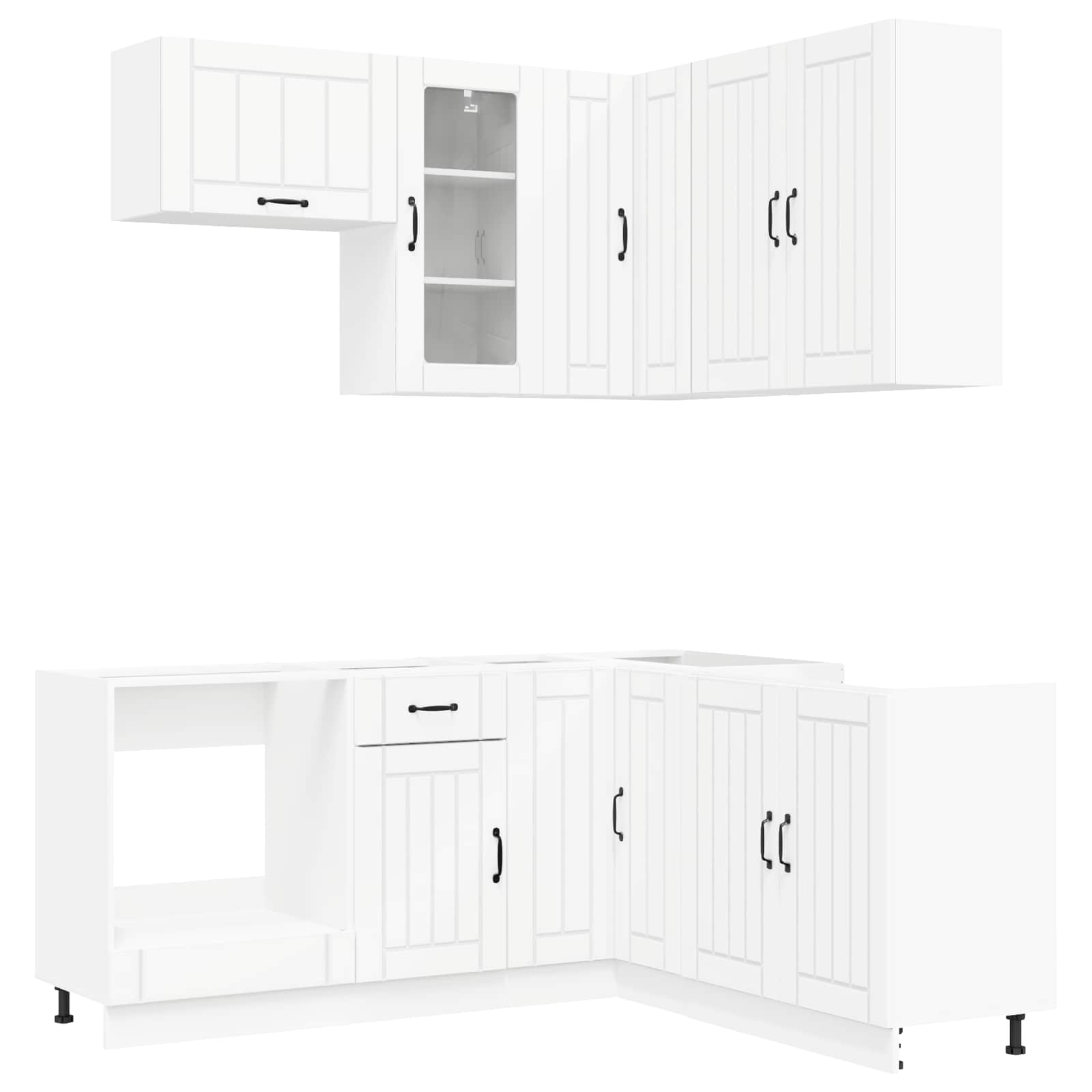 vidaXL Keukenblok LUCCA 8 pcs Wit Bewerkt hout