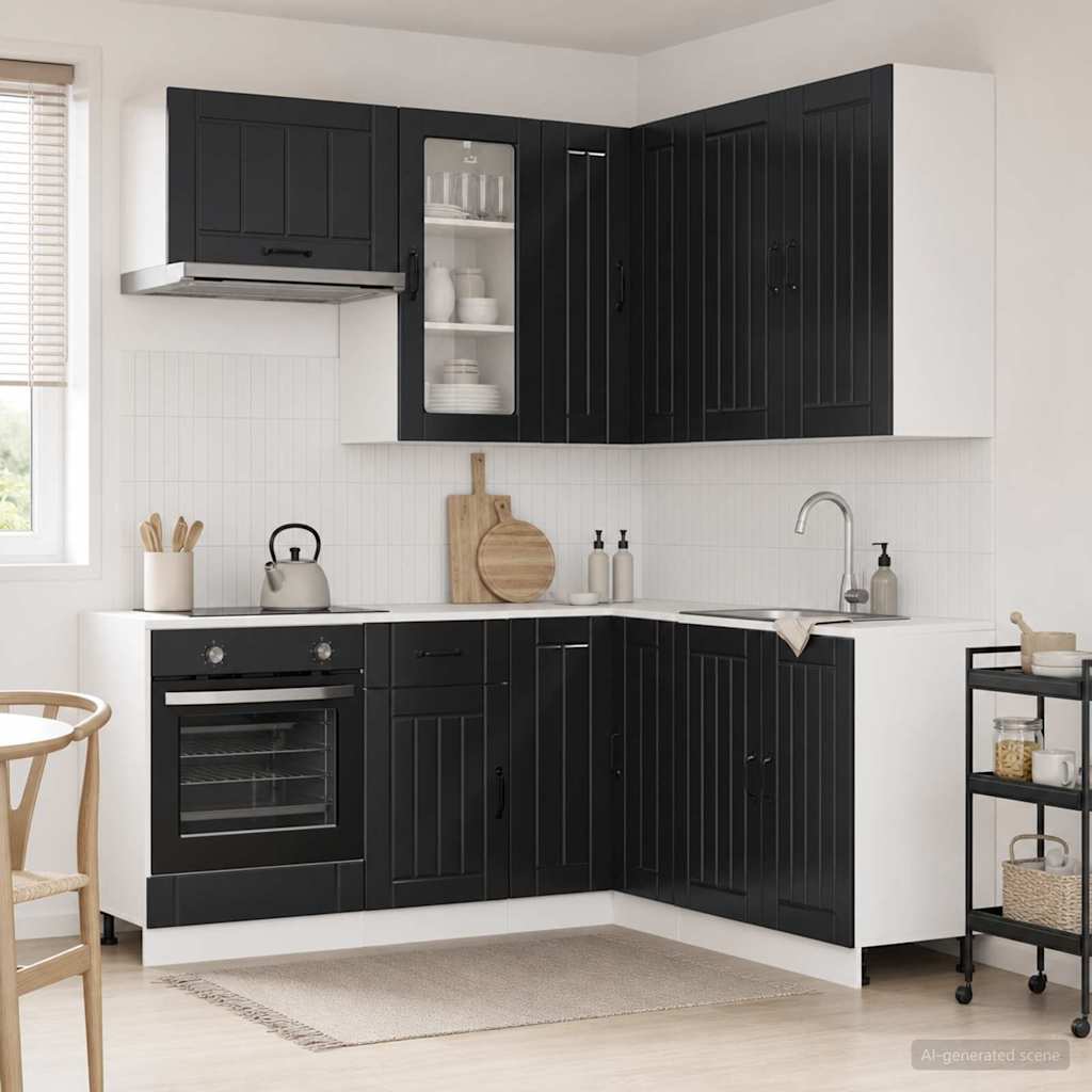 vidaXL Keukenblok LUCCA 8 pcs Wit Bewerkt hout