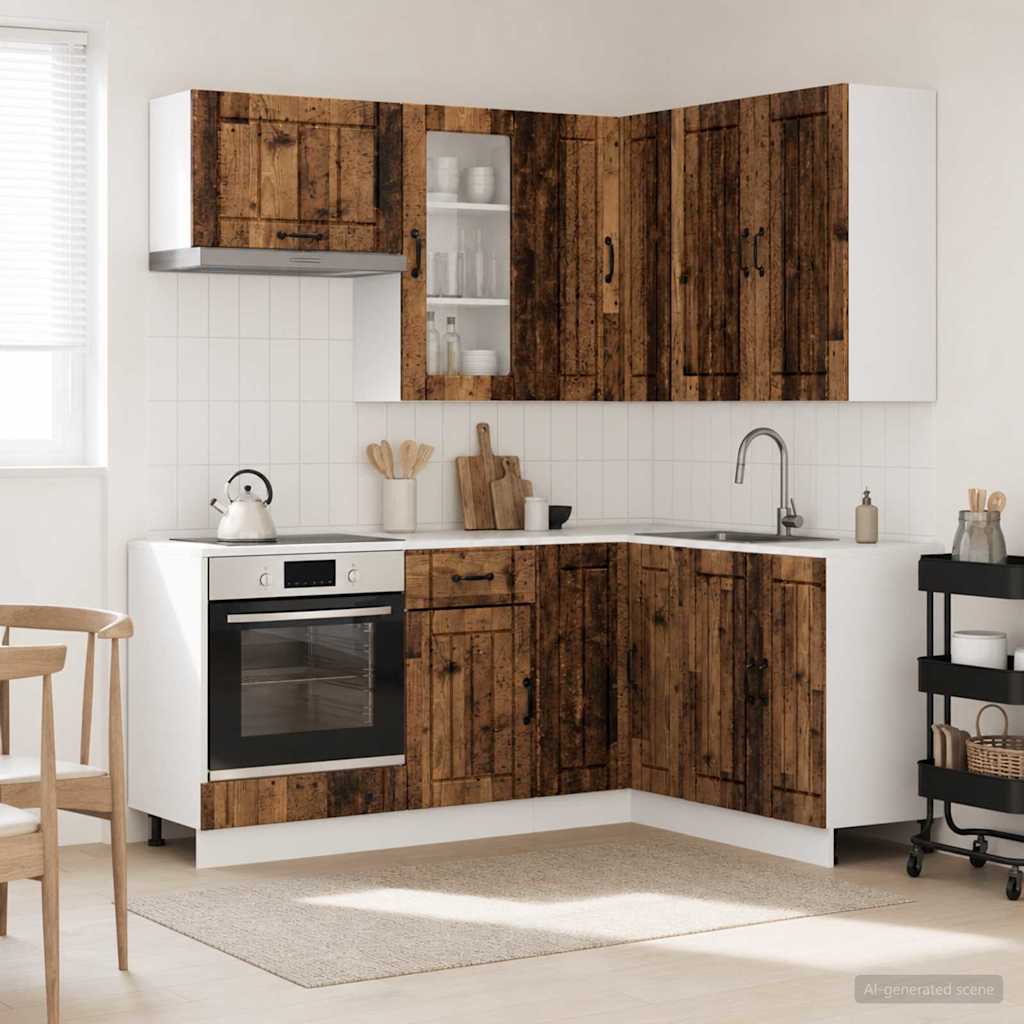 vidaXL Keukenblok LUCCA 8 pcs Wit Bewerkt hout