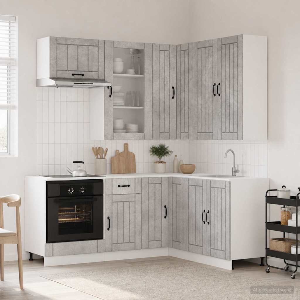 vidaXL Keukenblok LUCCA 8 pcs Wit Bewerkt hout