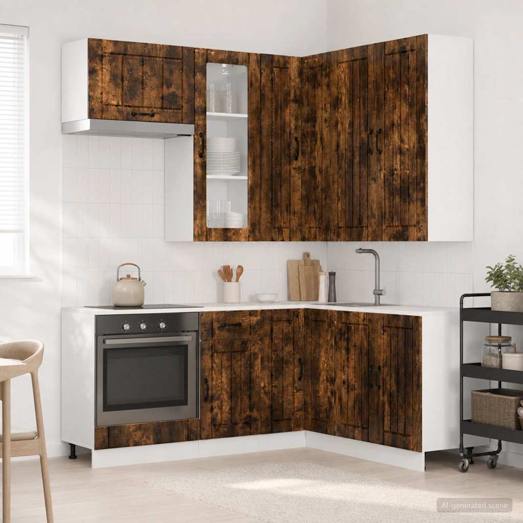 vidaXL Keukenblok LUCCA 8 pcs Wit Bewerkt hout