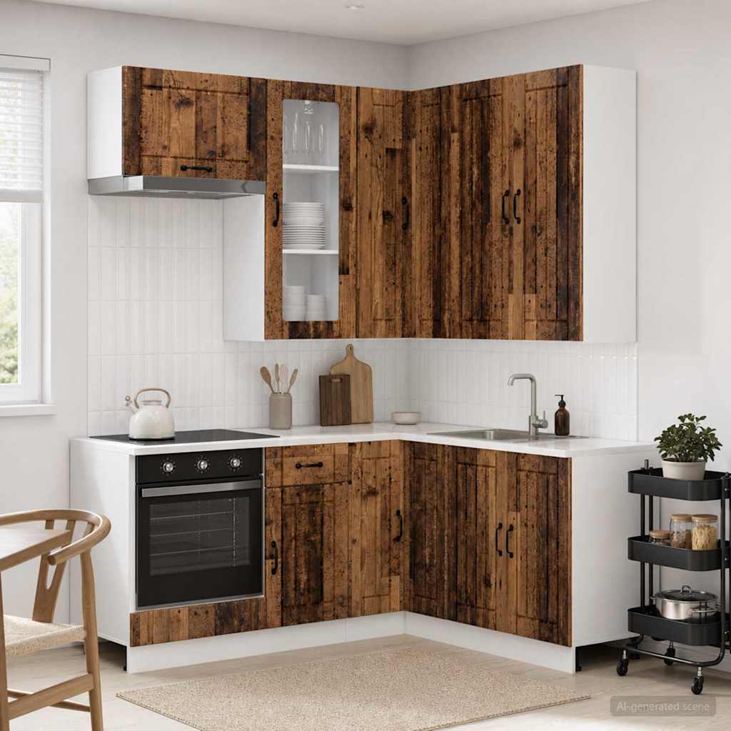 vidaXL Keukenblok LUCCA 8 pcs Wit Bewerkt hout