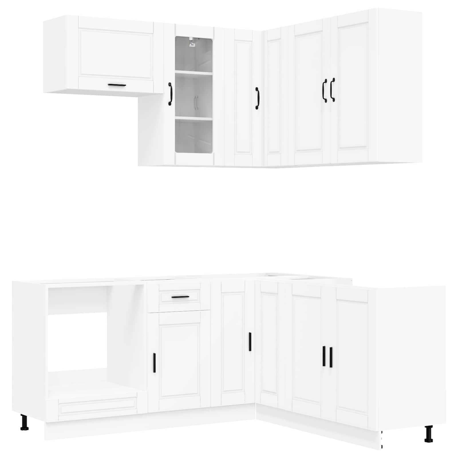 vidaXL Keukenblok PORTO 8 pcs Wit Bewerkt hout