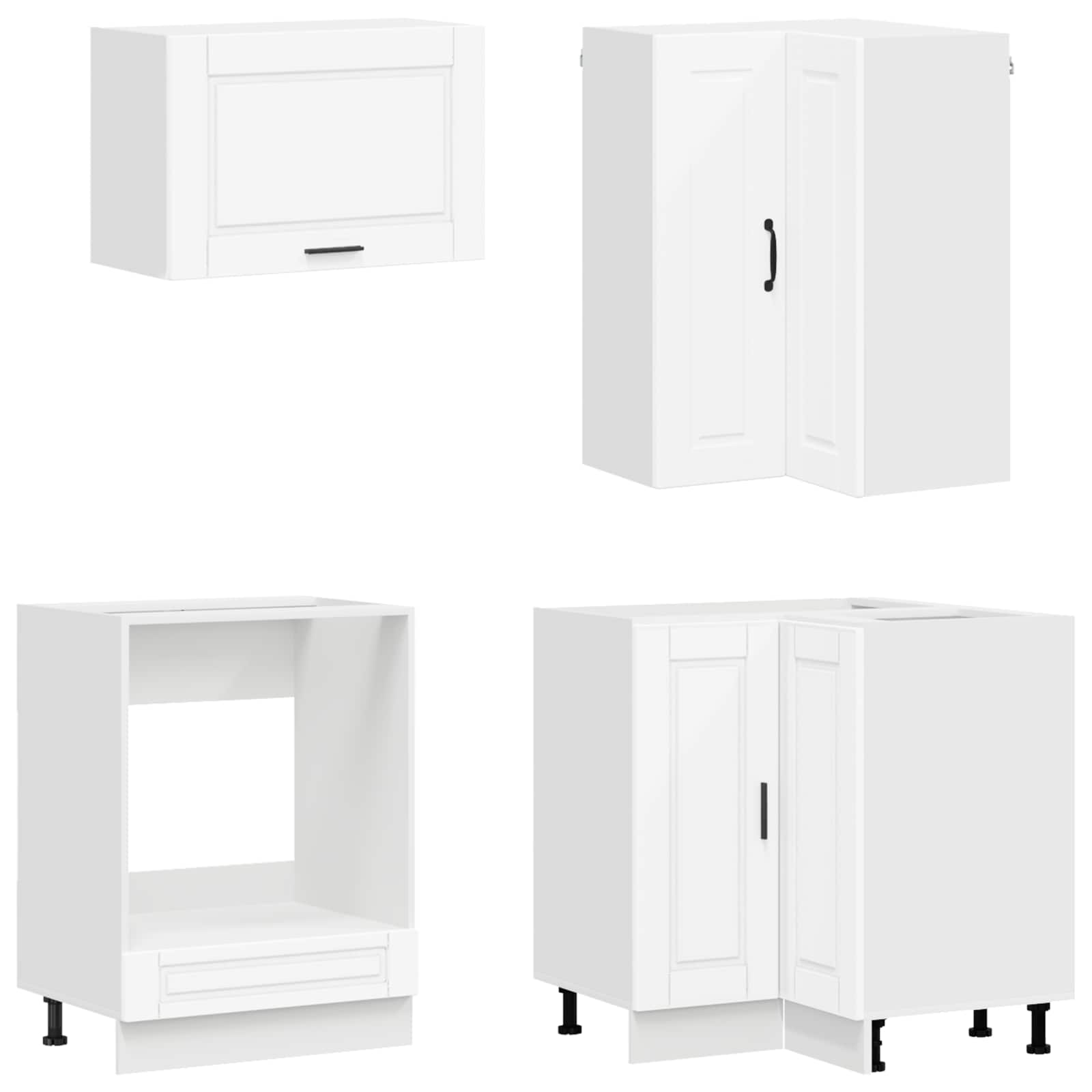 vidaXL Keukenblok PORTO 8 pcs Wit Bewerkt hout