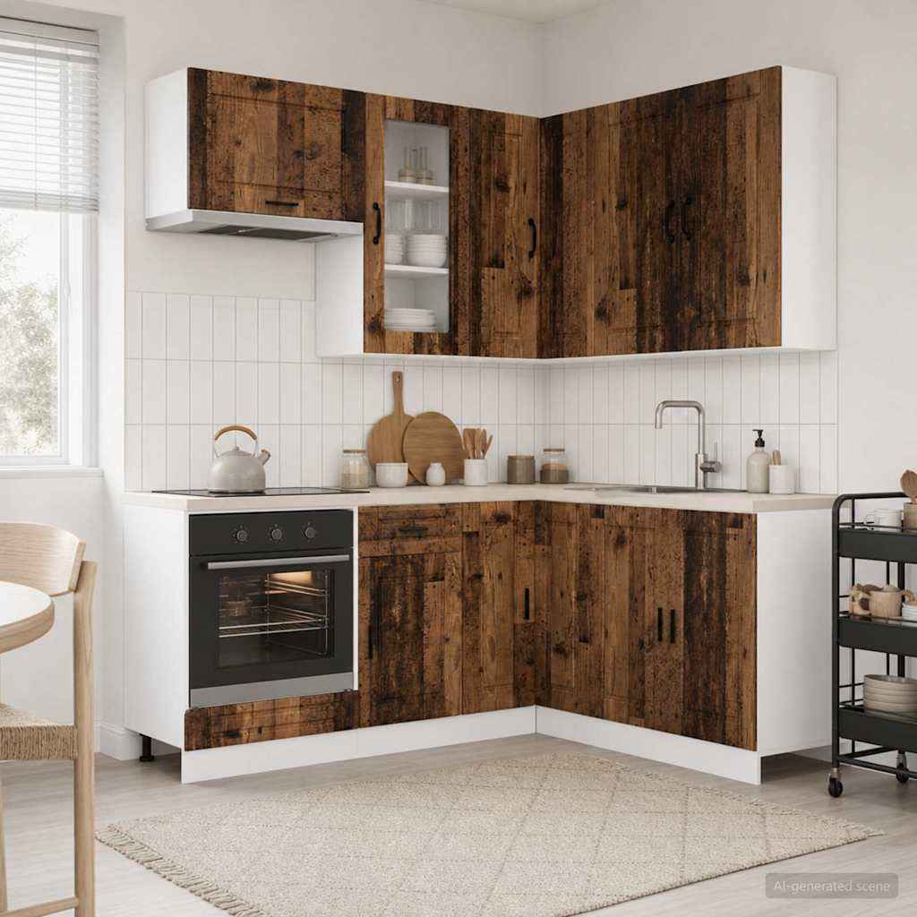 vidaXL Keukenblok PORTO 8 pcs Wit Bewerkt hout