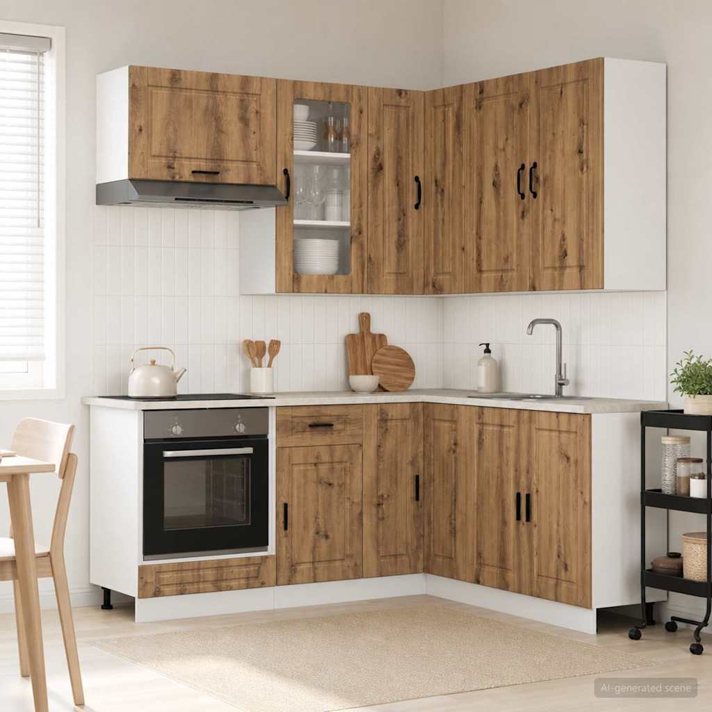 vidaXL Keukenblok PORTO 8 pcs Wit Bewerkt hout