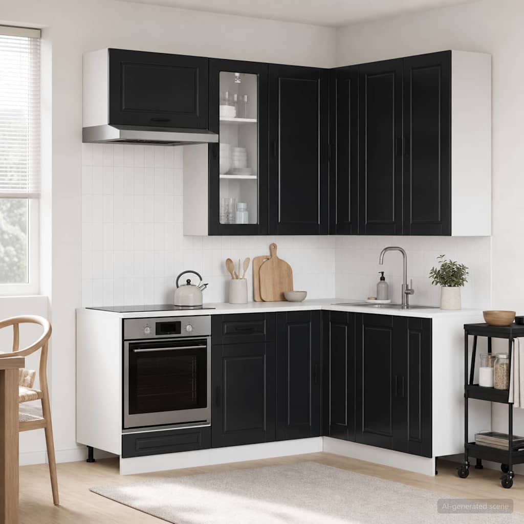 vidaXL Keukenblok PORTO 8 pcs Wit Bewerkt hout