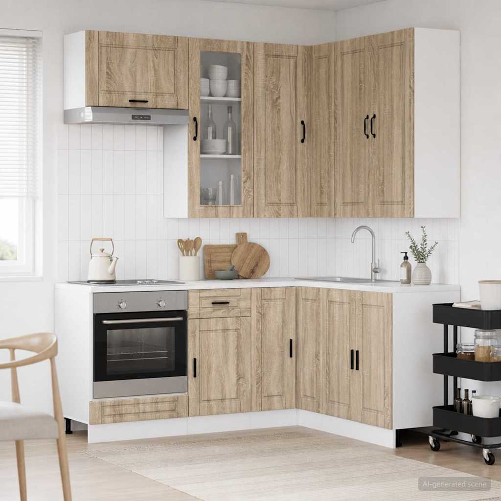 vidaXL Keukenblok PORTO 8 pcs Wit Bewerkt hout