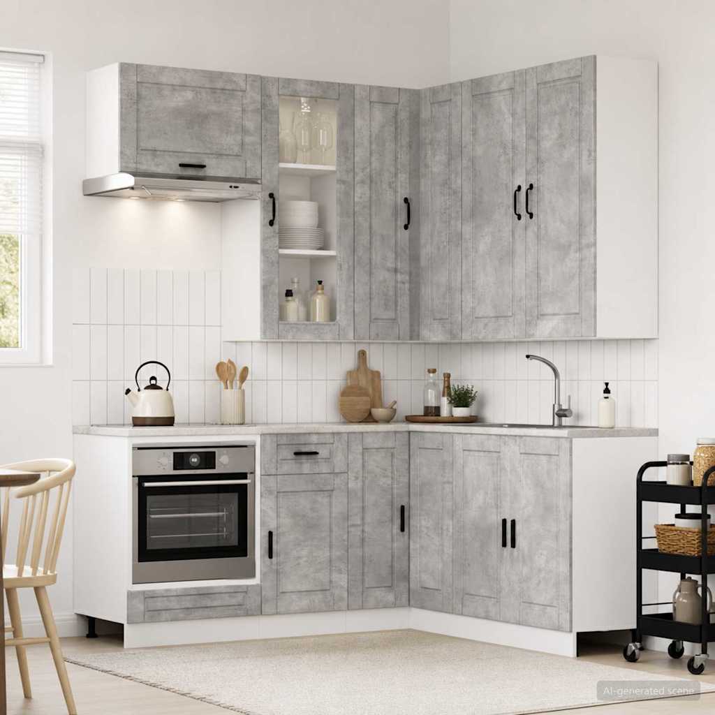 vidaXL Keukenblok PORTO 8 pcs Wit Bewerkt hout