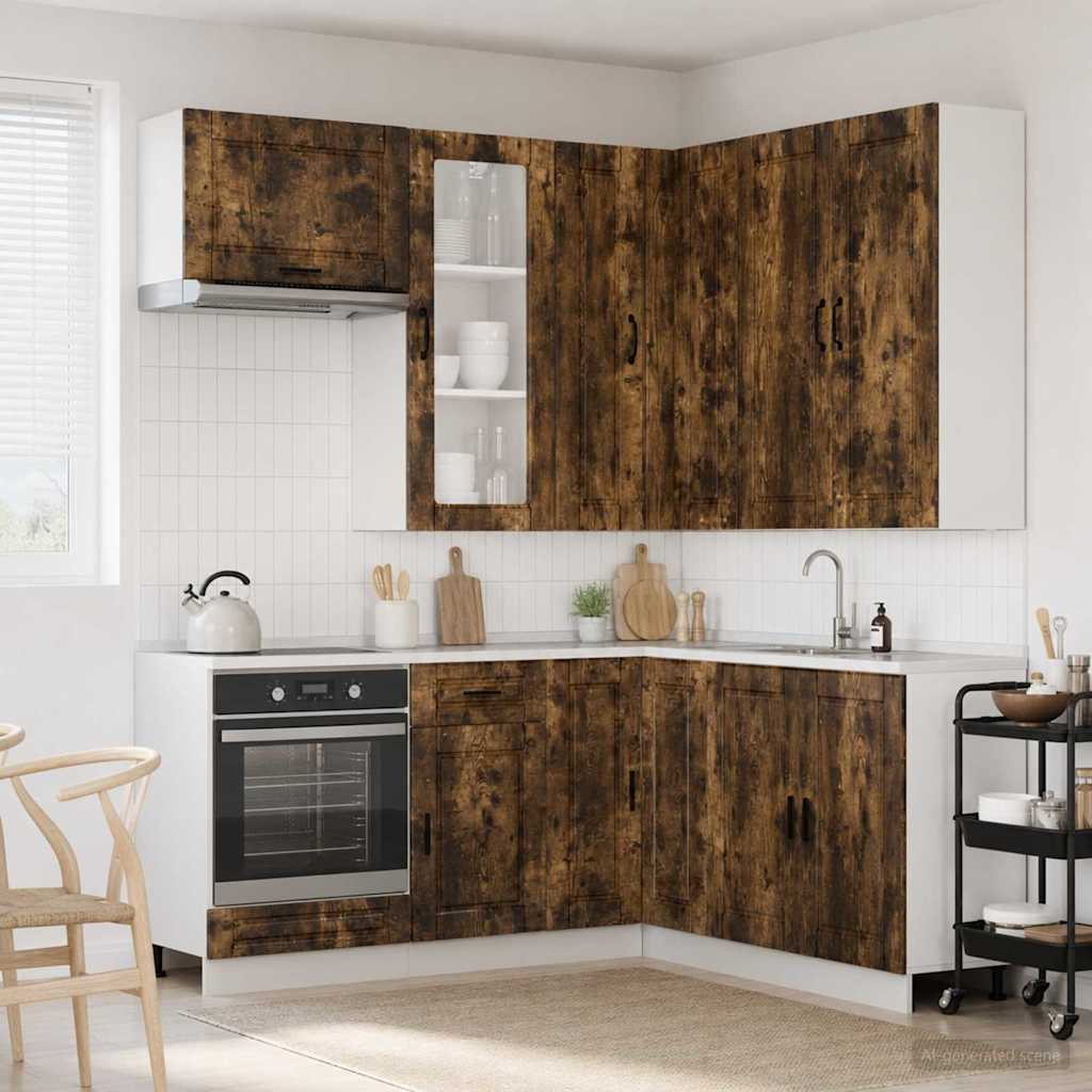 vidaXL Keukenblok PORTO 8 pcs Wit Bewerkt hout