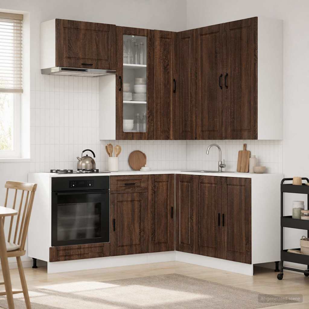 vidaXL Keukenblok PORTO 8 pcs Wit Bewerkt hout