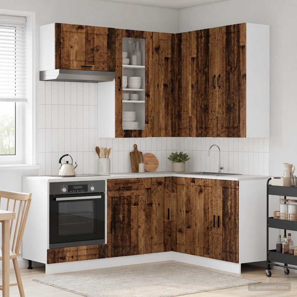 vidaXL Keukenblok PORTO 8 pcs Wit Bewerkt hout