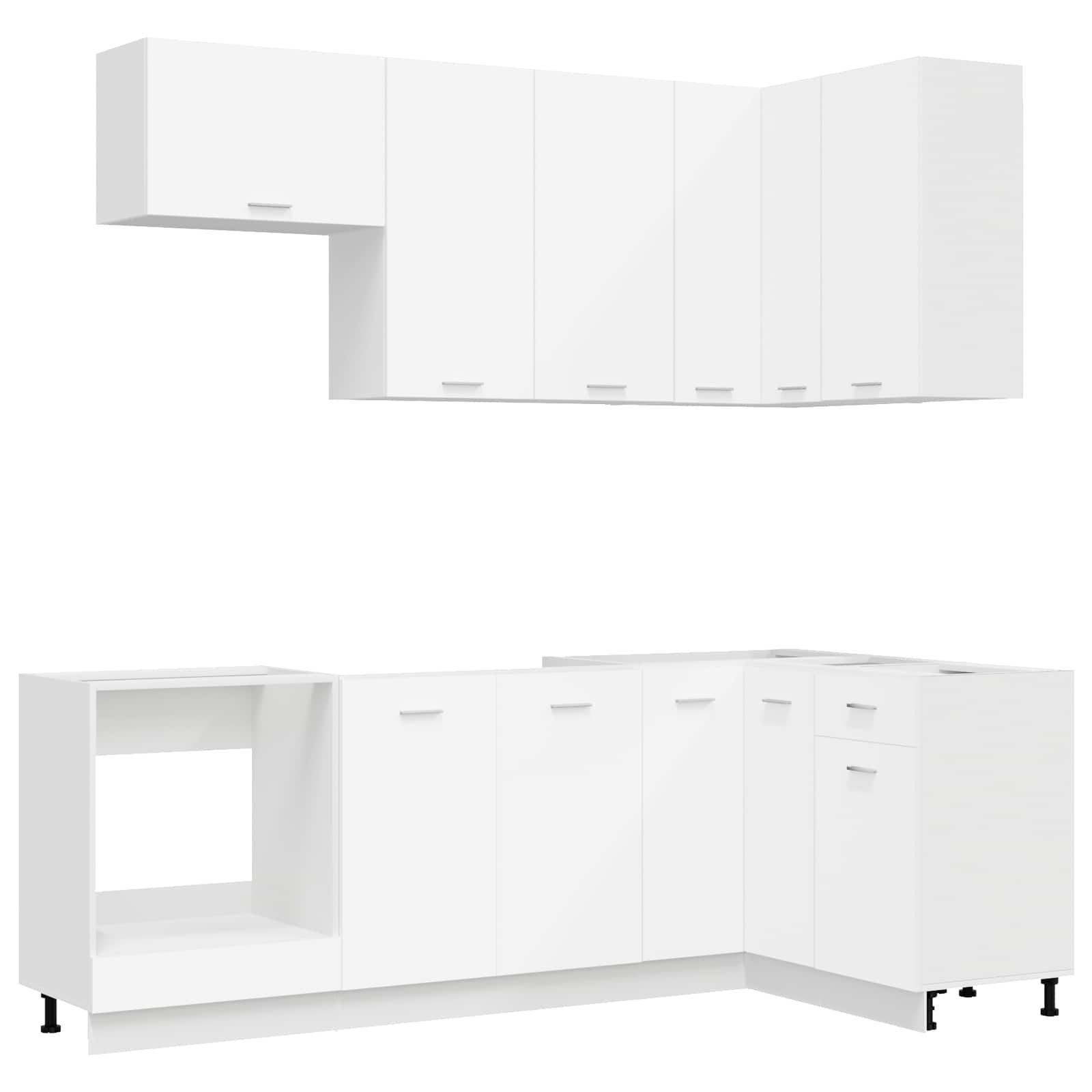 vidaXL Keukenblok LYON 8 pcs Wit Bewerkt hout