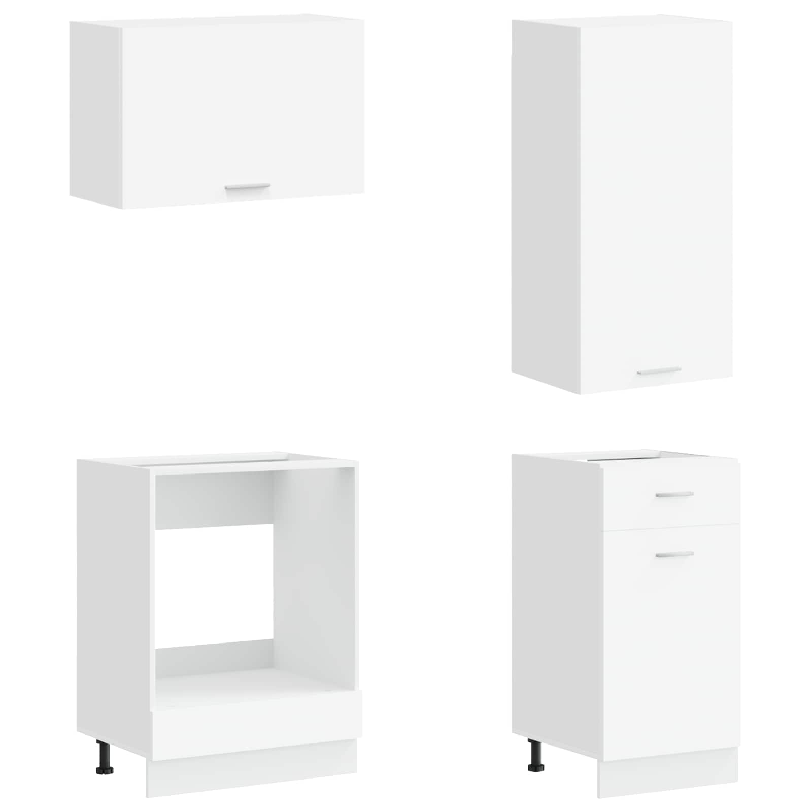 vidaXL Keukenblok LYON 8 pcs Wit Bewerkt hout