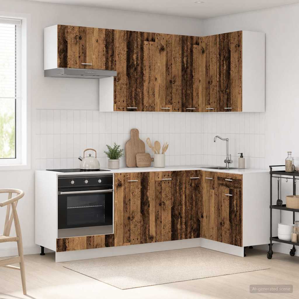 vidaXL Keukenblok LYON 8 pcs Wit Bewerkt hout