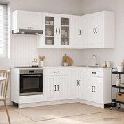 vidaXL Keukenblok KALMAR 8 pcs Wit Bewerkt hout