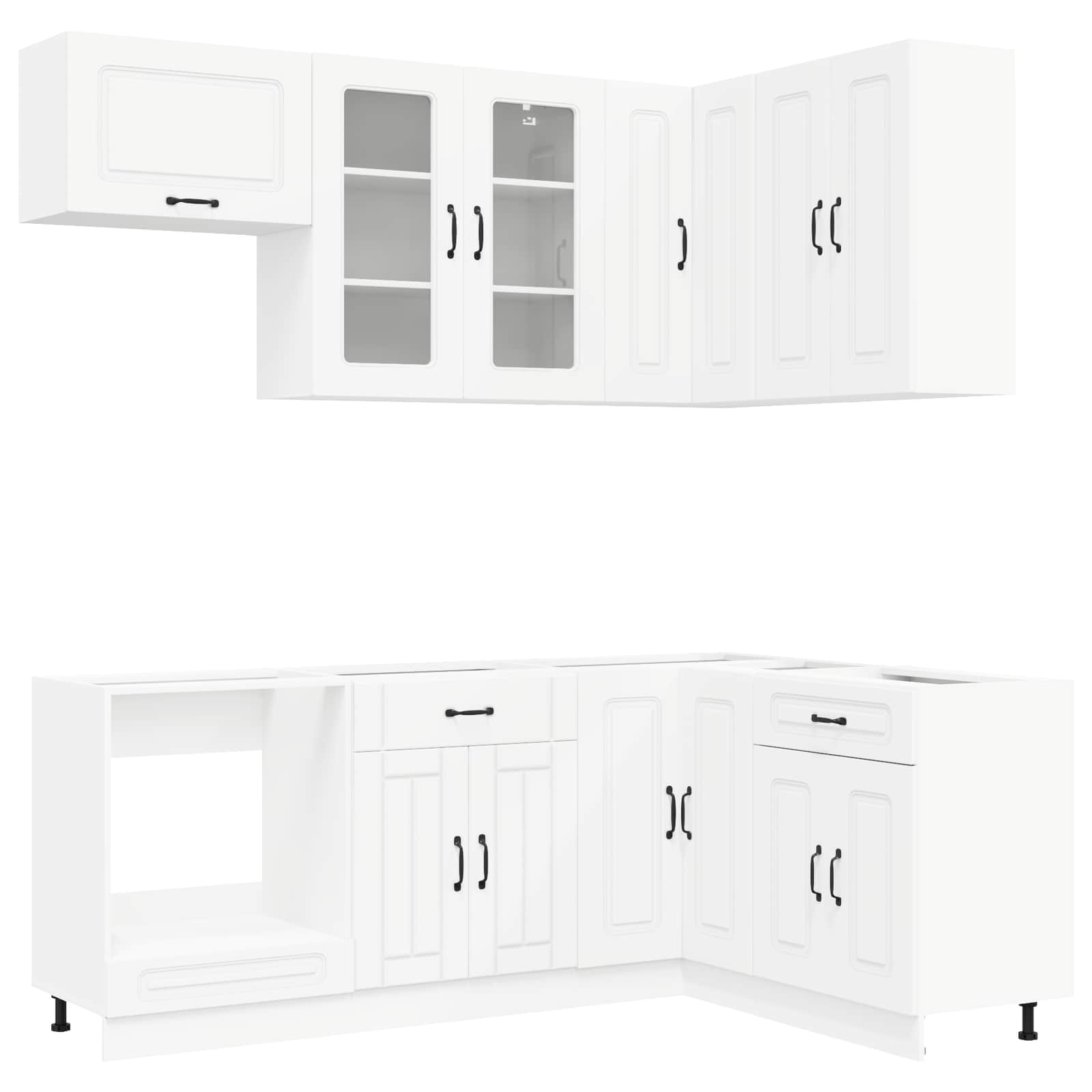 vidaXL Keukenblok KALMAR 8 pcs Wit Bewerkt hout