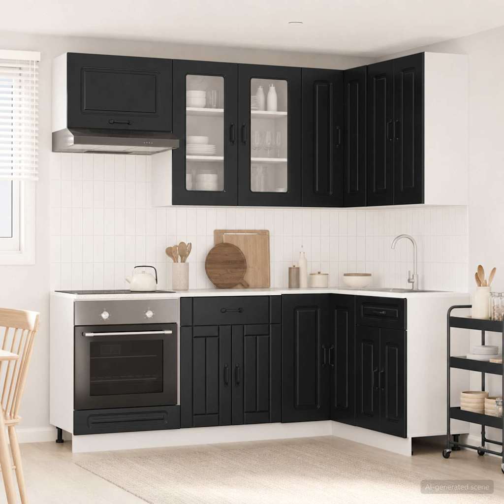 vidaXL Keukenblok KALMAR 8 pcs Wit Bewerkt hout