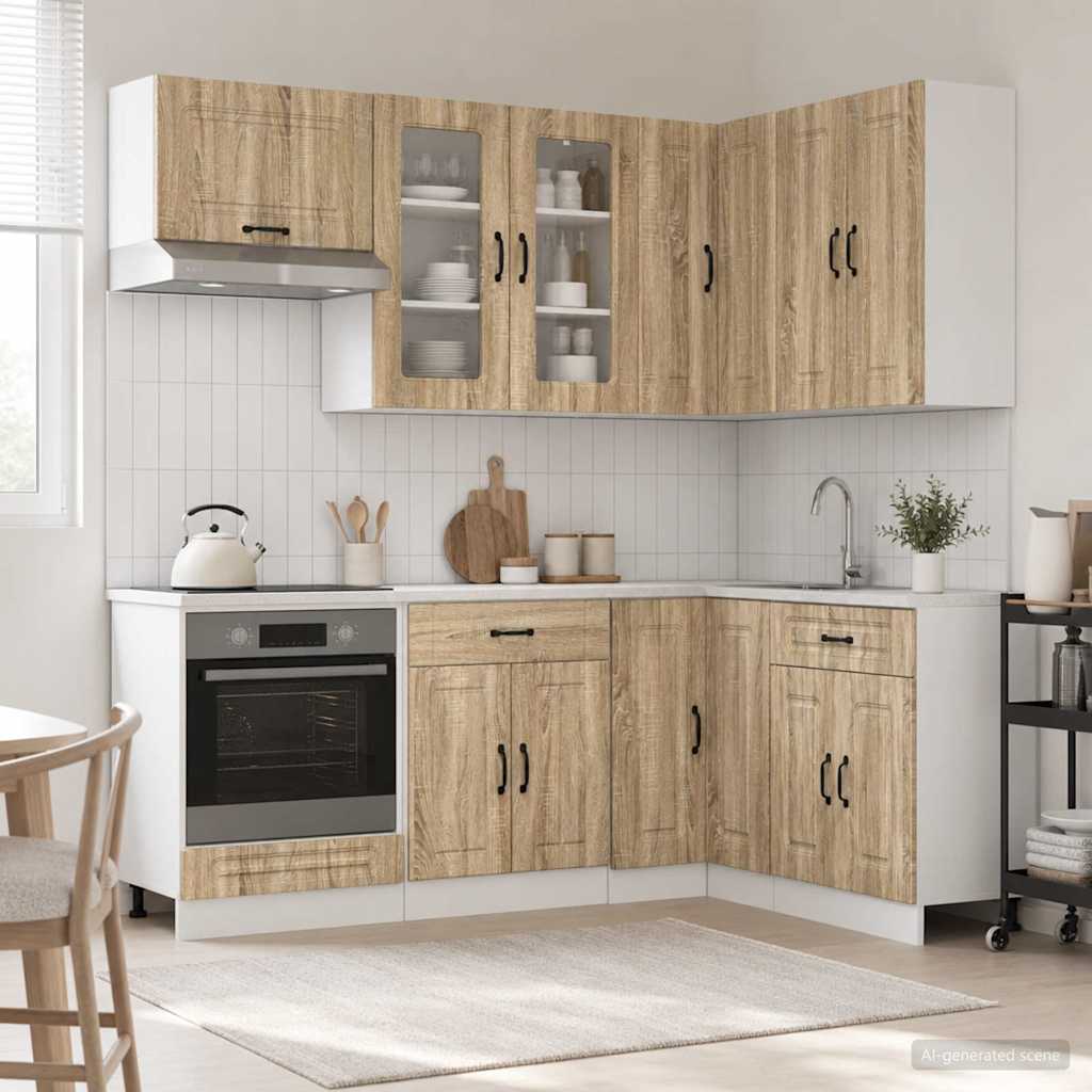 vidaXL Keukenblok KALMAR 8 pcs Wit Bewerkt hout