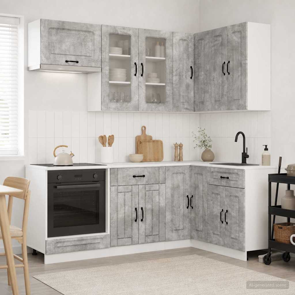 vidaXL Keukenblok KALMAR 8 pcs Wit Bewerkt hout