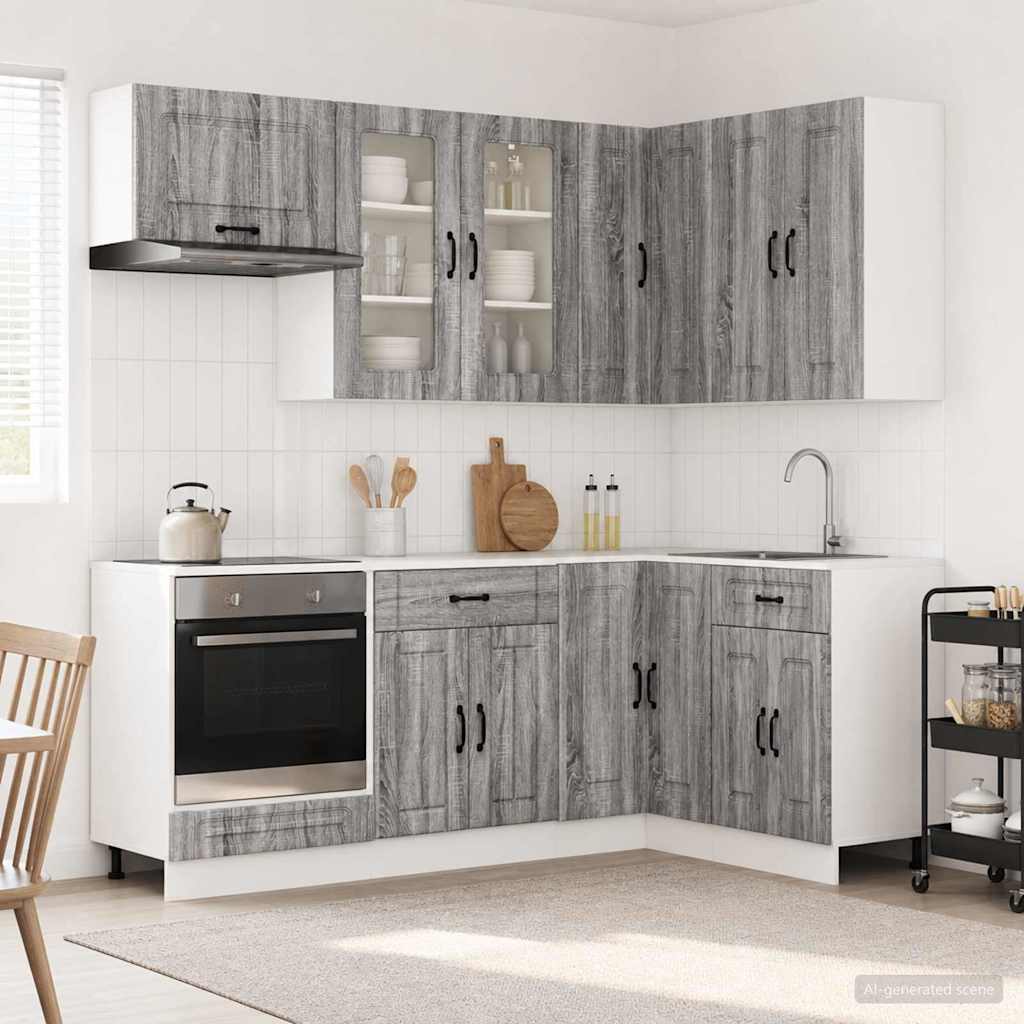 vidaXL Keukenblok KALMAR 8 pcs Wit Bewerkt hout