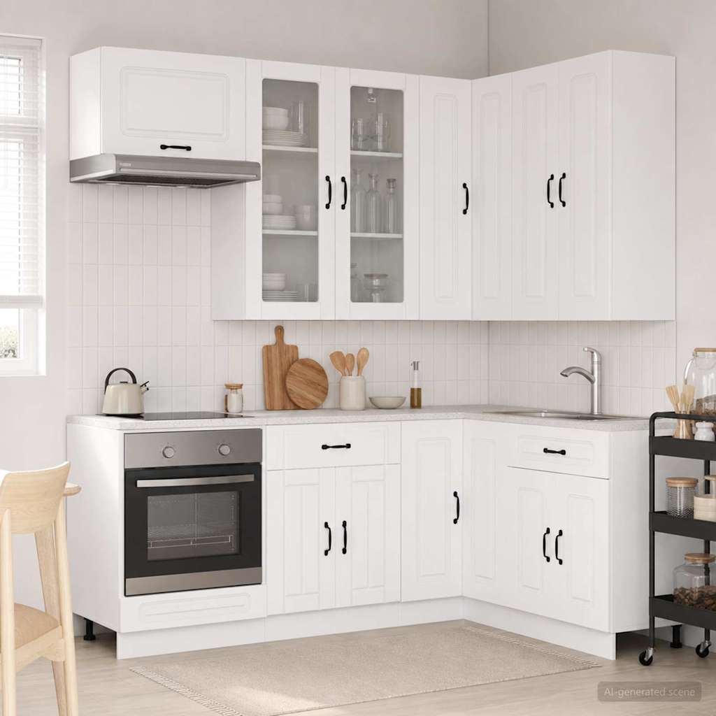 vidaXL Keukenblok KALMAR 8 pcs Wit Bewerkt hout