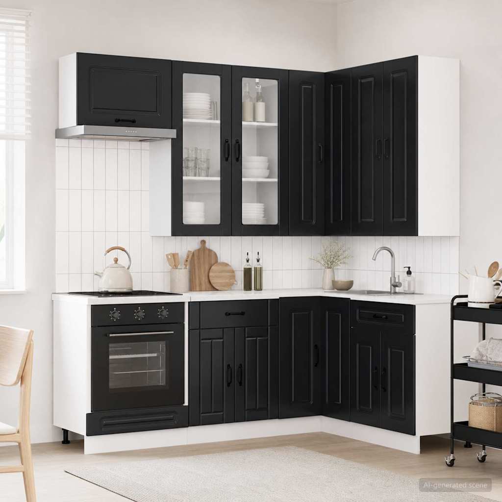 vidaXL Keukenblok KALMAR 8 pcs Wit Bewerkt hout