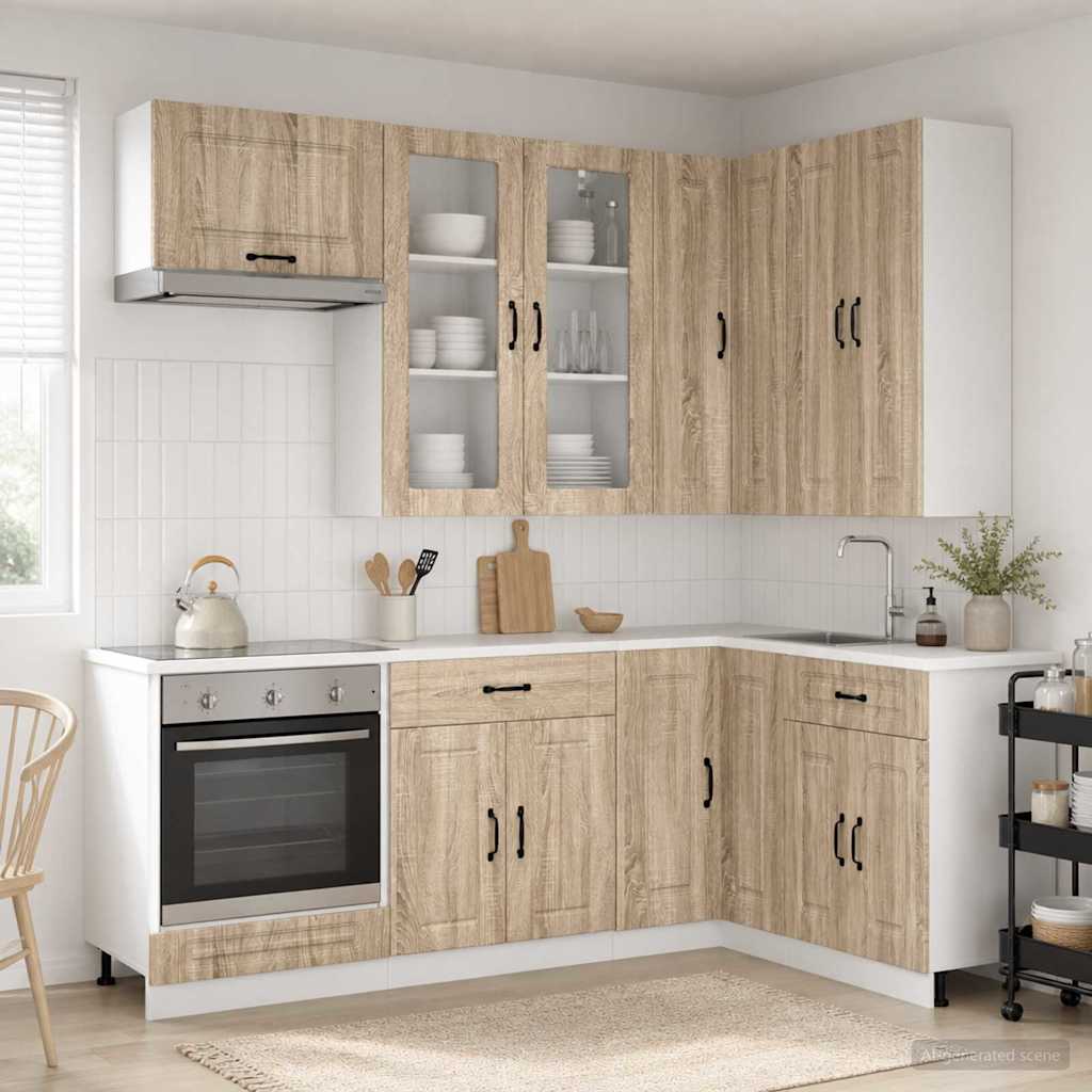 vidaXL Keukenblok KALMAR 8 pcs Wit Bewerkt hout