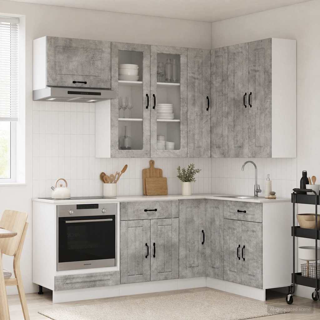 vidaXL Keukenblok KALMAR 8 pcs Wit Bewerkt hout