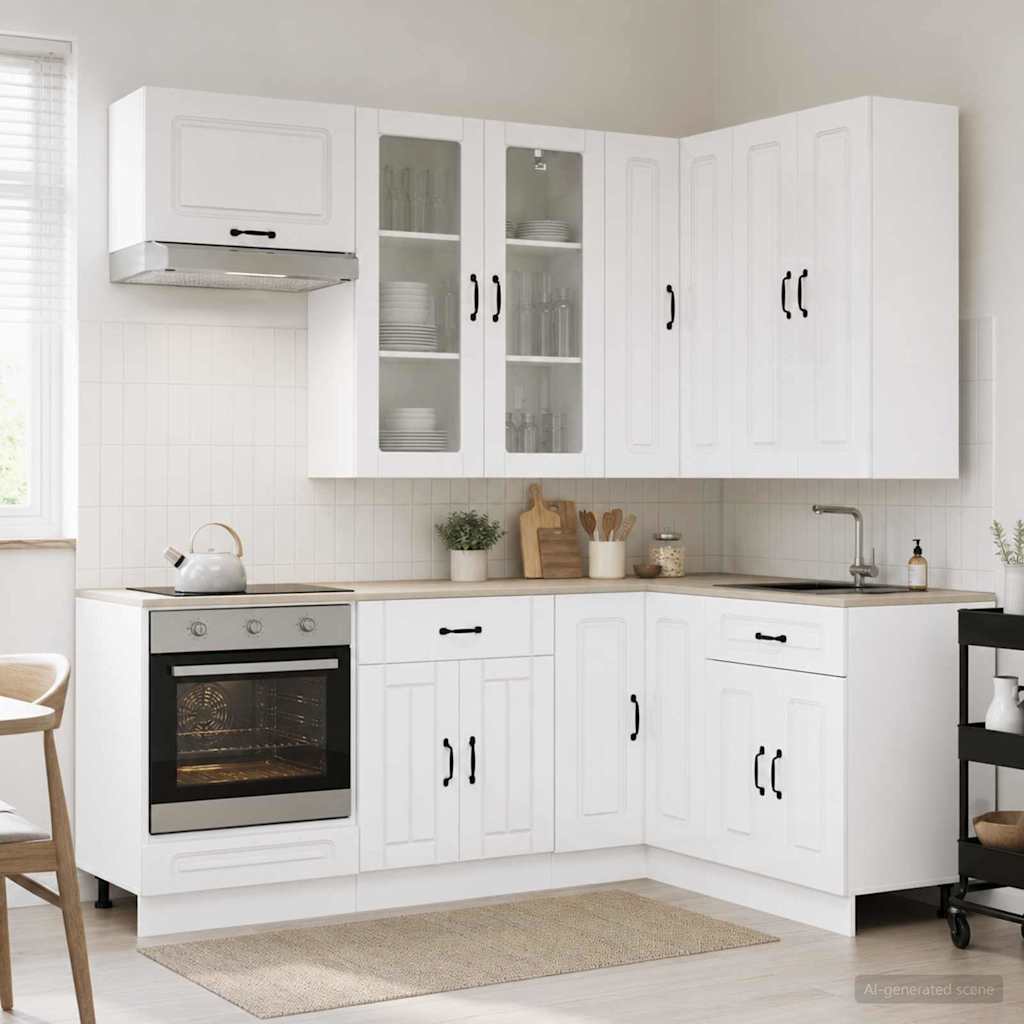vidaXL Keukenblok KALMAR 8 pcs Wit Bewerkt hout