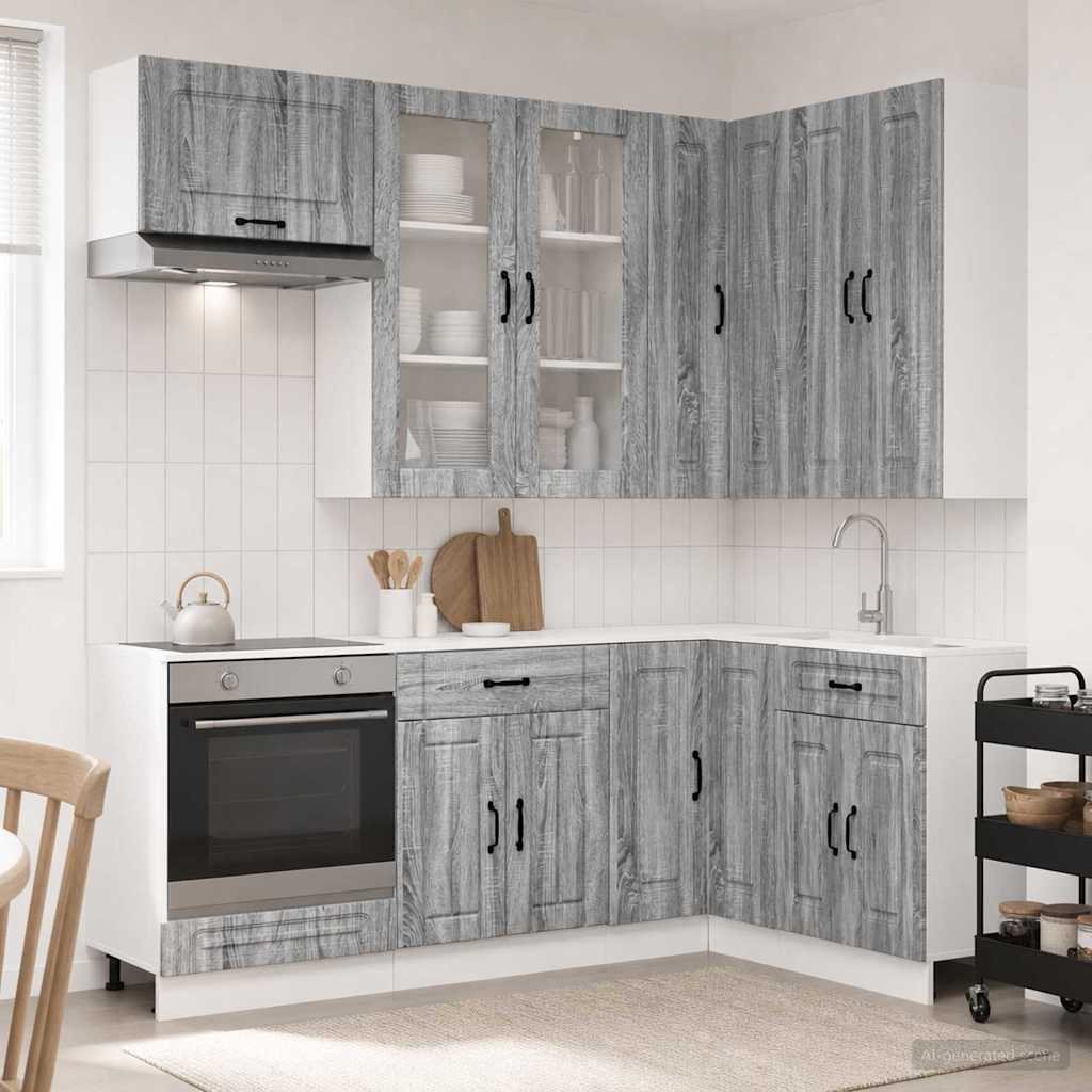 vidaXL Keukenblok KALMAR 8 pcs Wit Bewerkt hout