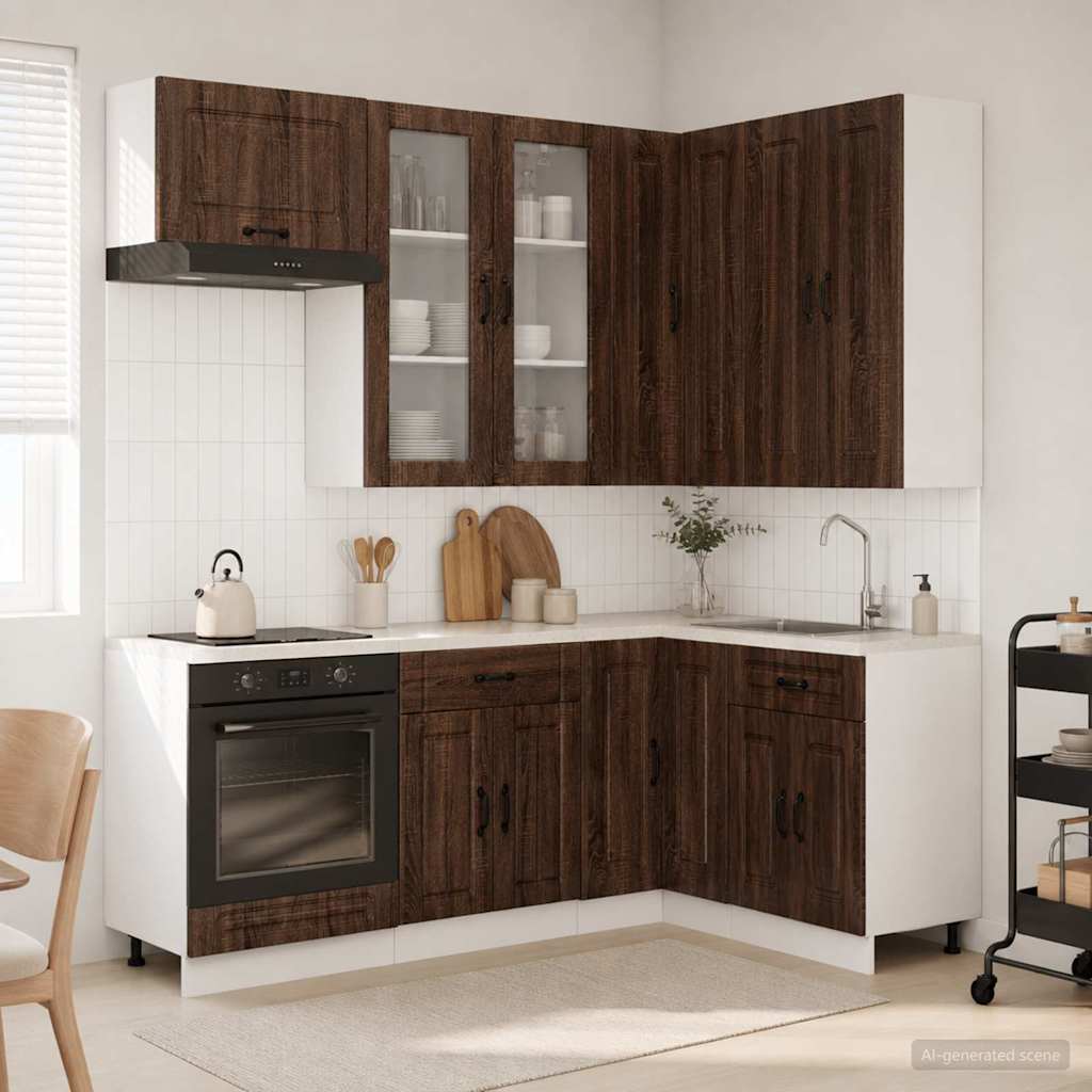 vidaXL Keukenblok KALMAR 8 pcs Wit Bewerkt hout