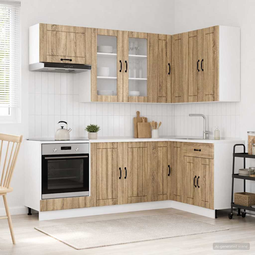 vidaXL Keukenblok LUCCA 8 pcs Wit Bewerkt hout