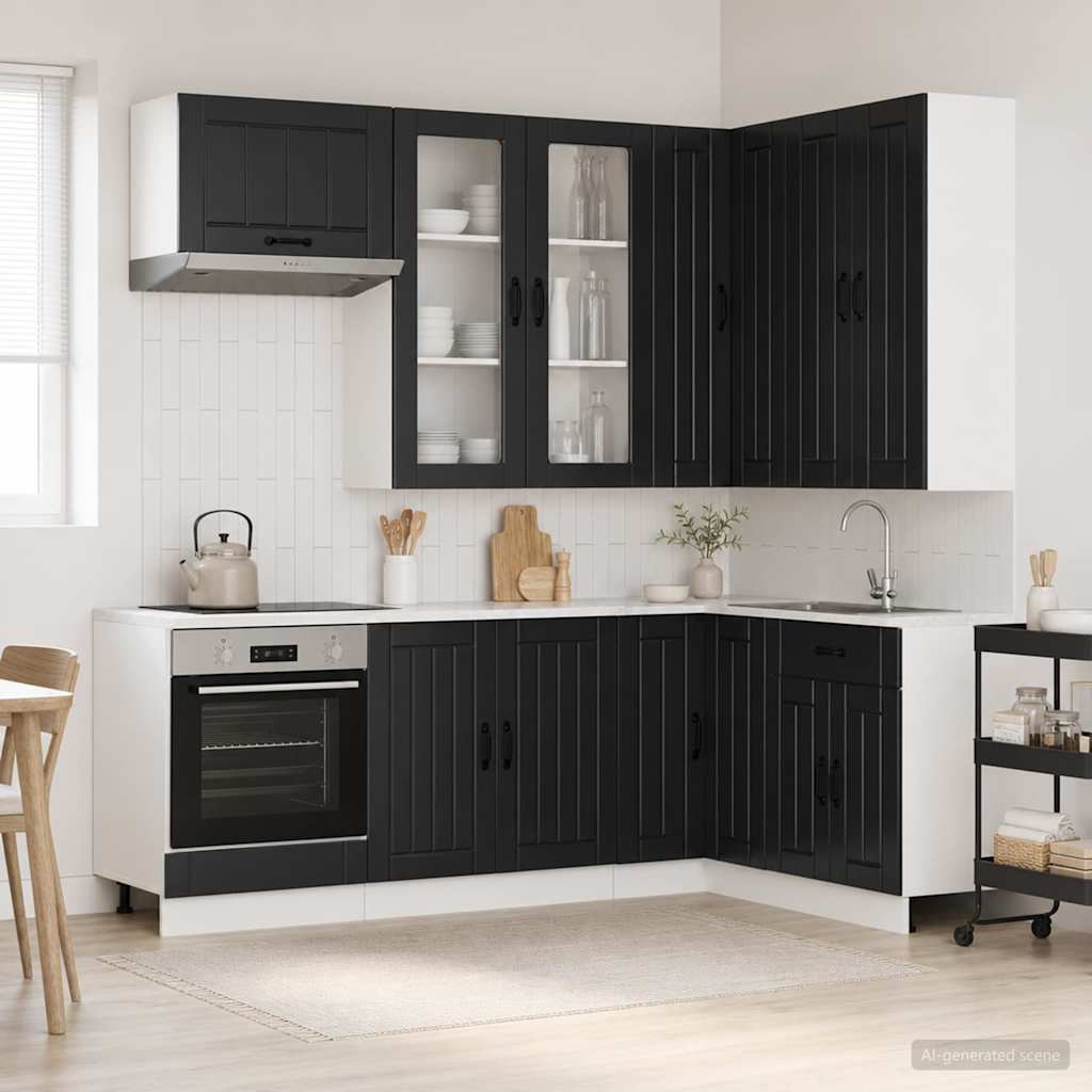 vidaXL Keukenblok LUCCA 8 pcs Wit Bewerkt hout