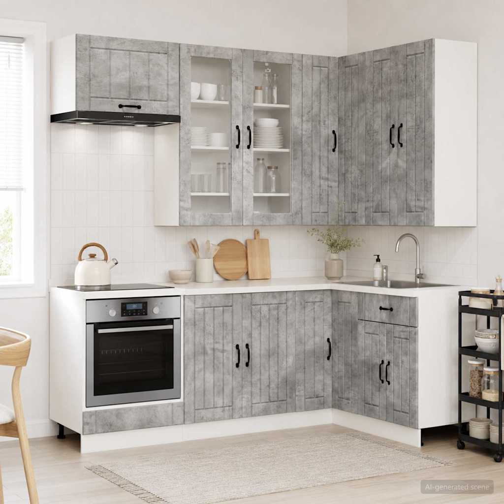vidaXL Keukenblok LUCCA 8 pcs Wit Bewerkt hout